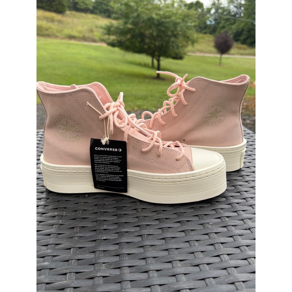 Converse Chuck Taylor Modern Lift Hi Pink Sage Suede Platform A04663C Womens 8